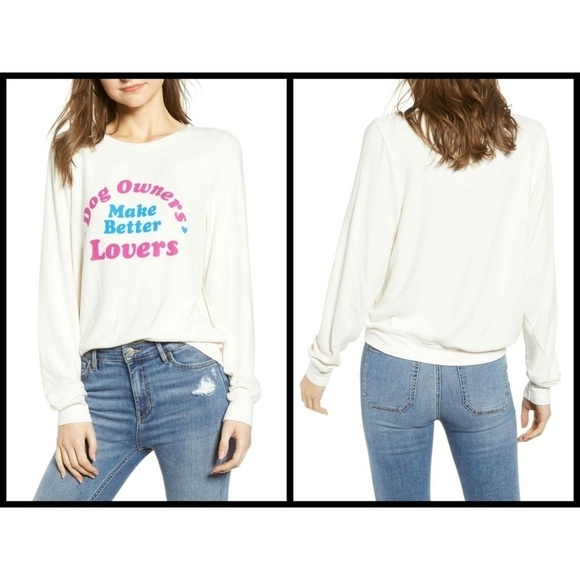 💕WILDFOX💕 Dog Owners Make Better Lovers Baggy Beach Jumper Sweatshirt M - Picture 6 of 13